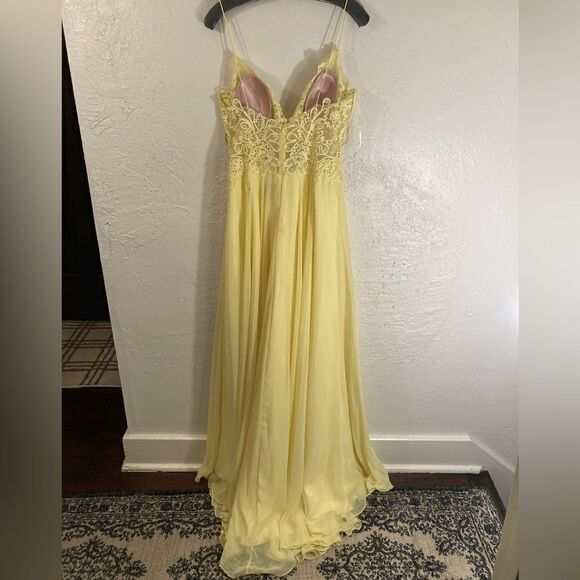 Dave & Johnny Yellow Prom Dress - Picture 3 of 16